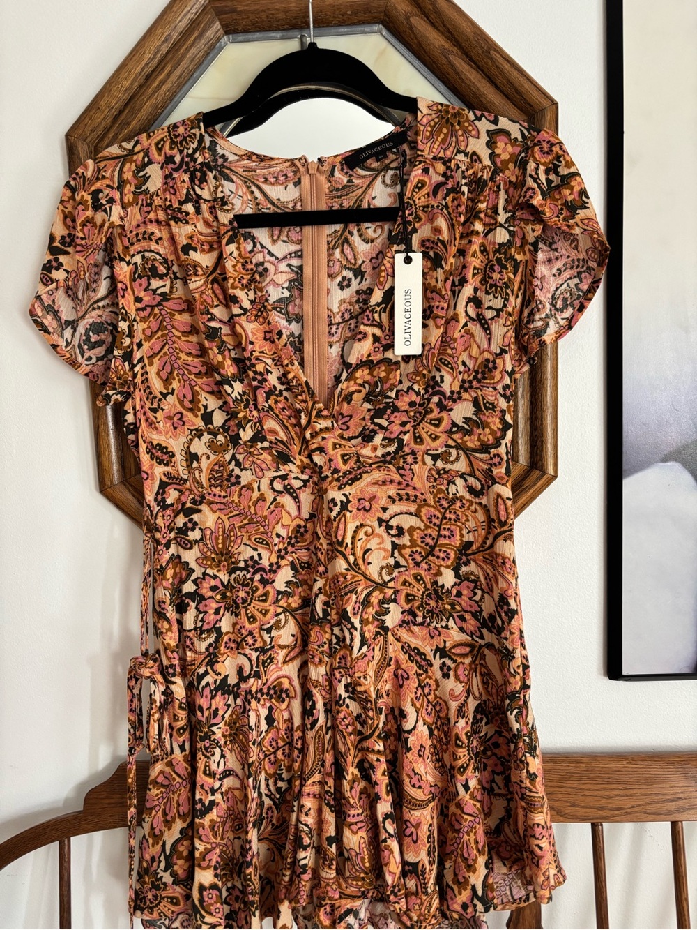 Olivaceous Rust Floral Boho Romper